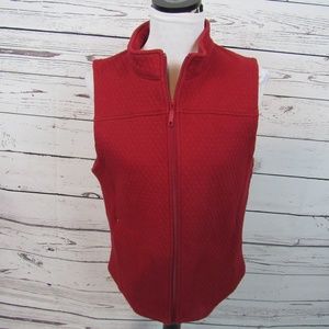 Christopher & Banks red quilted zip-up vest